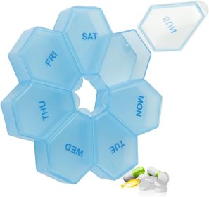 7-Day Weekly Pill Organizer and Daily Vitamin Case - Pill Box for Medication Management (1Pack Blue)