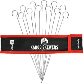 Flat Stainless Steel Kabob Skewers 12 Pack (14 Inch)