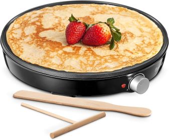 Crepe Maker Machine, Reemix Compact Pancake Griddle Precise Temperature Control, Nonstick 12' Electric Griddle, Batter Spreader for Eggs, Pancake