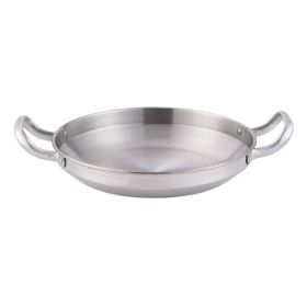 Double Ears Pan Seafood Rice Pan Fried Chicken Tray (Color: Silver, Type: 22cm)