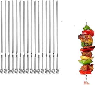 Metal Skewer for Grilling,Kabob Skewer,Flat BBQ Barbecue Skewer,Grilling Skewers Set,Reusable BBQ (Color: Silver)