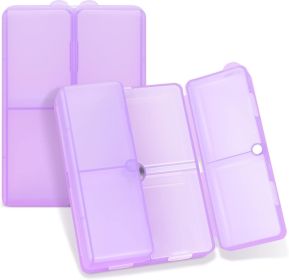 Daily Pill Organizer,7 Compartments Portable Pill Case Travel Pill Organizer,[Folding Design] Large Pill Box for Purse Pocket to Hold Vitamins (Color: Clear Purple)