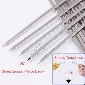 Metal Skewer for Grilling,Kabob Skewer,Flat BBQ Barbecue Skewer,Grilling Skewers Set,Reusable BBQ (Color: Stainless Steel)