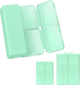 2 Pcs Daily Pill Organizer, 7 Compartments Portable Pill Case Travel Pill Organizer,[Folding Design] Pill Box for Purse Pocket to Hold Vitamins (Color: Green)