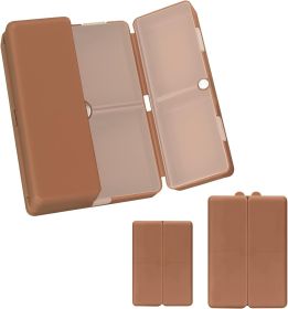 2 Pcs Daily Pill Organizer, 7 Compartments Portable Pill Case Travel Pill Organizer,[Folding Design] Pill Box for Purse Pocket to Hold Vitamins (Color: Brown)